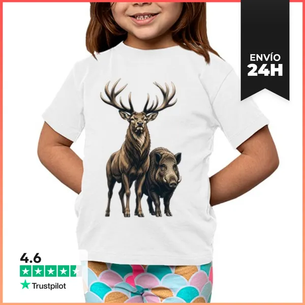 Camiseta Clásica Para Niños Caza De Ciervos Y Jabalíes Cazadores