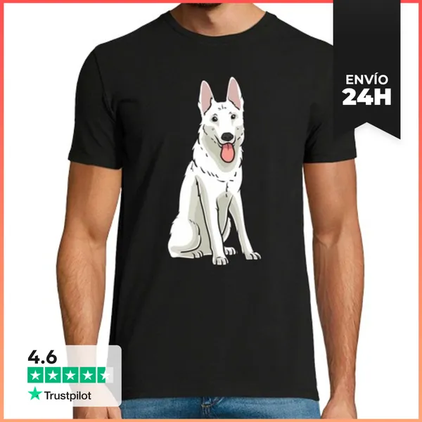 Camiseta Hombre Clásica Pastor Suizo Blanco LaTostadora