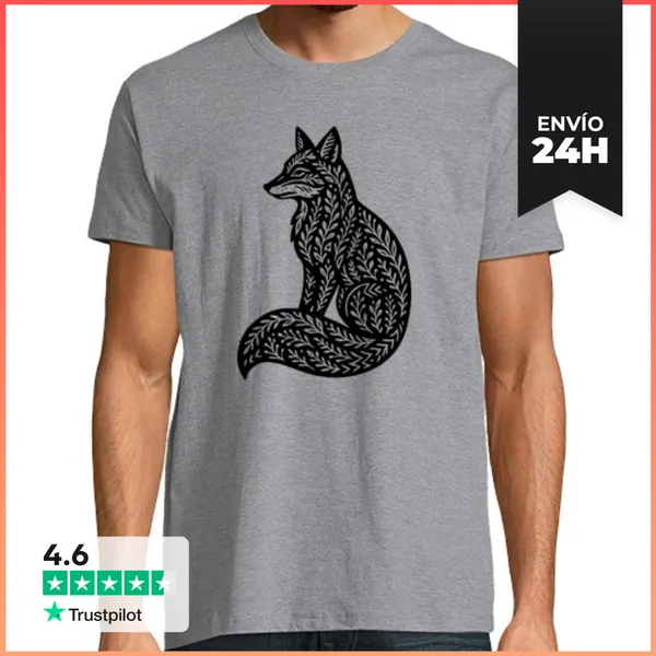 Camiseta Hombre Clásica Zorro Floral Bohemio LaTostadora