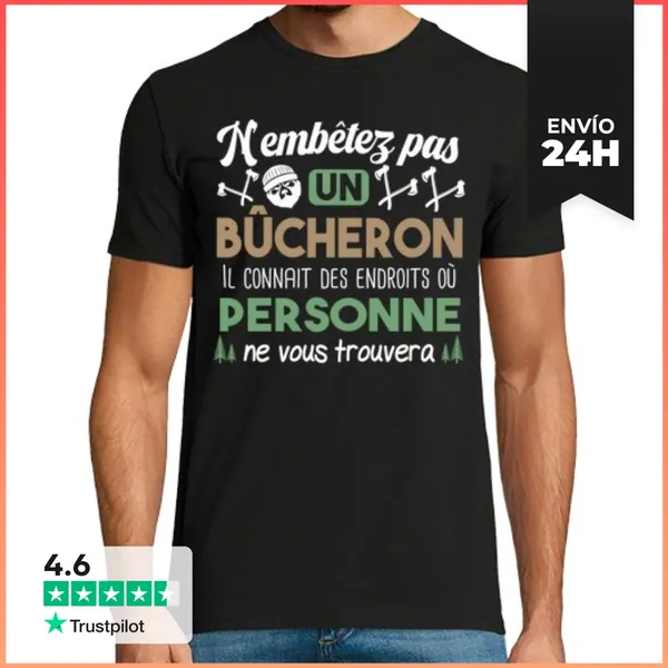 Camiseta Hombre Clásica Leñador Madera Día Del Padre Humor