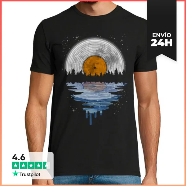 Camiseta Hombre Clásica Disco De Vinilo Vintage Deejay Cielo