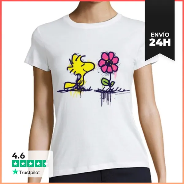 Camiseta Mujer Clásica Woodstock Y Flor Graffiti LaTostadora