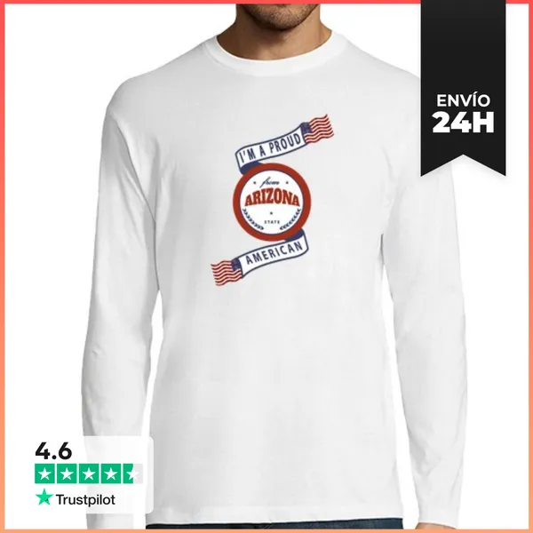Camiseta Hombre Manga Larga Insignia Del Estado De Arizona