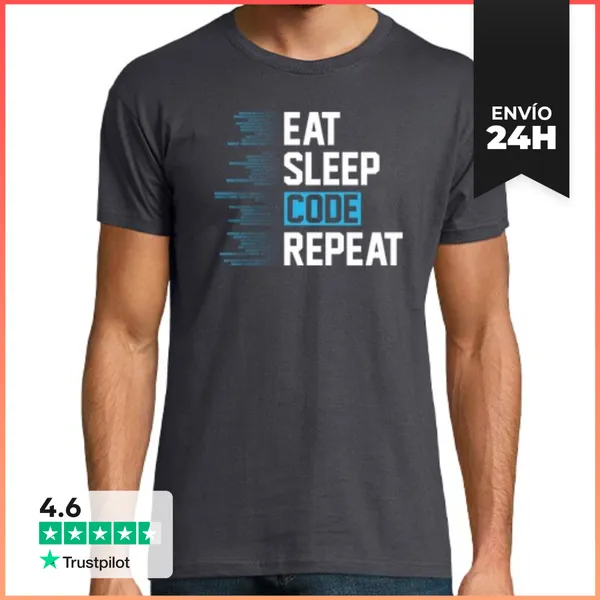 Camiseta Hombre Clásica Eat, Sleep, Code, Repeat. V1 LaTostadora