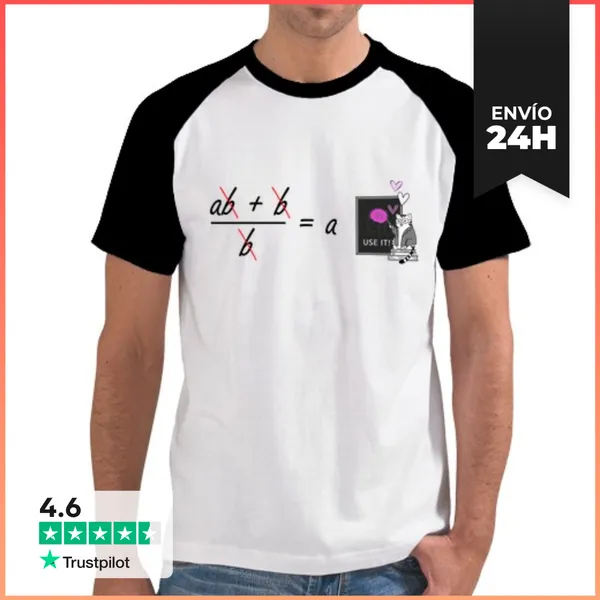 Camiseta Hombre, Estilo Béisbol Error Matemático Simplificar