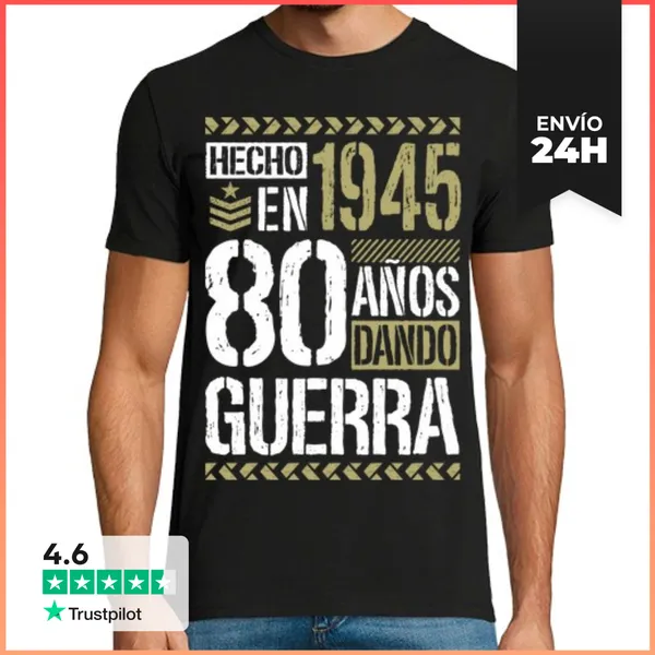 Camiseta Hombre Clásica 80 Cumpleaños Hecho En 1945 80 Años Dando