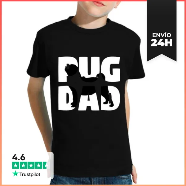 Camiseta Clásica Para Niños Papá De Pug Regalo De Pug Papá Perro
