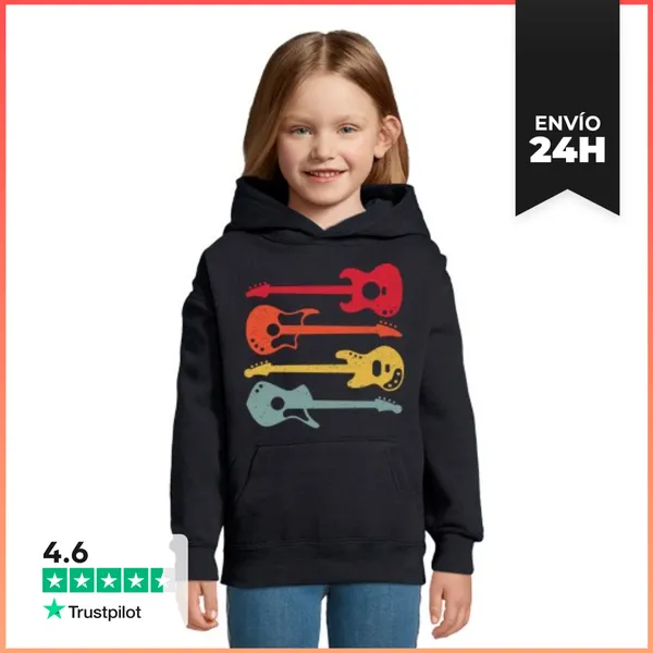Sudadera Para Niños Con Capucha GUITARRAS RETRO VINTAGE