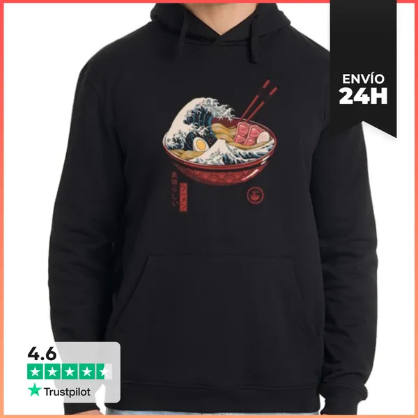 Sudadera Unisex Con Capucha Gran Ola De Ramen LaTostadora