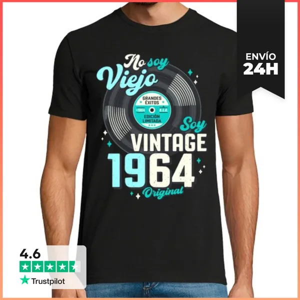 Camiseta Hombre Clásica No Soy Viejo, Soy Vintage 1964
