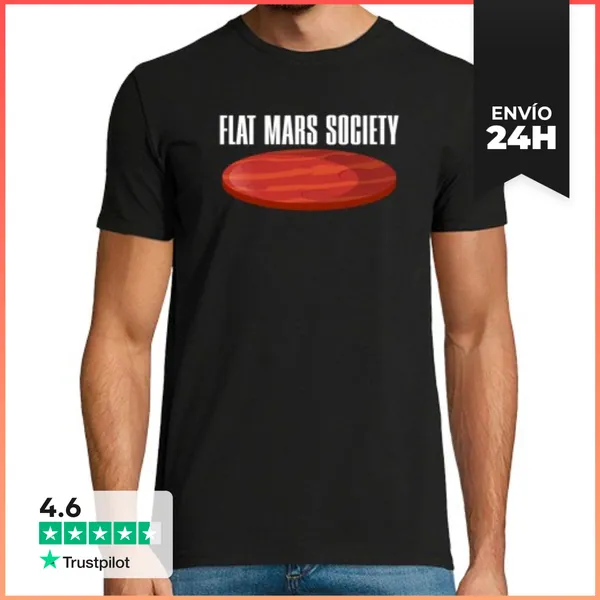 Camiseta Hombre Clásica Flat Mars Society Rocket Launch Parody