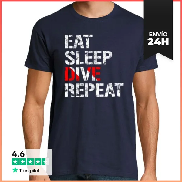 Camiseta Hombre Clásica Eat, Sleep, Dive, Repeat - NODECO Scuba