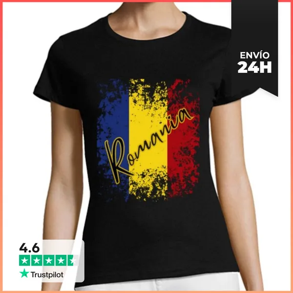 Camiseta Mujer Clásica Rumania Bandera, Amo Rumania LaTostadora