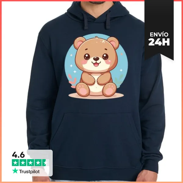 Sudadera Unisex Con Capucha Oso Kawaii Estilo Peluche LaTostadora