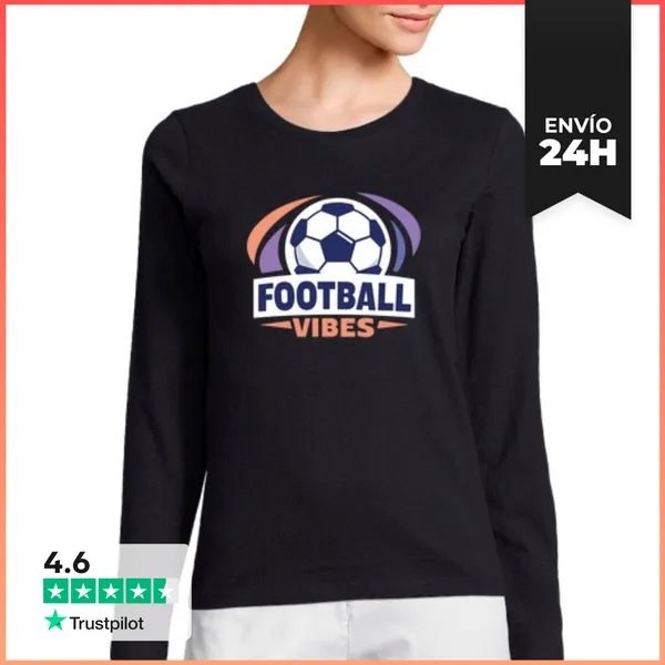 Camiseta Mujer Manga Larga Vibras De Fútbol LaTostadora