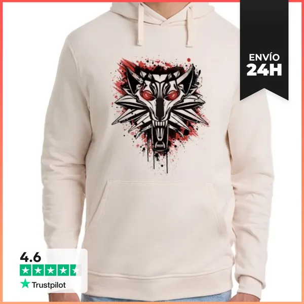 Sudadera Unisex Con Capucha Splatter White Wolf LaTostadora