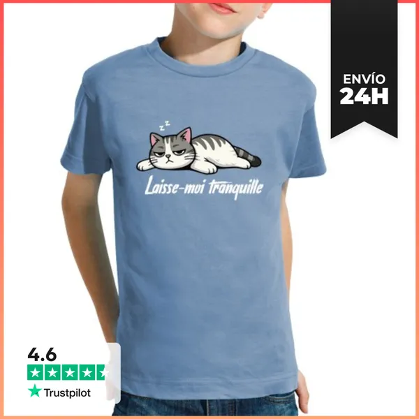 Camiseta Clásica Para Niños Camiseta Gato Déjame En Paz Divertido