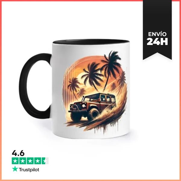 Taza De Colores Aventura 4x4 Entre Palmeras LaTostadora