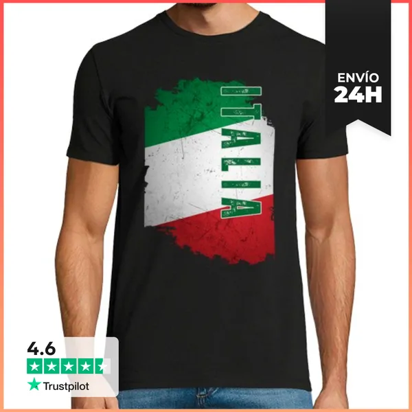 Camiseta Hombre Clásica Bandera De Italia, Orgullo Italiano