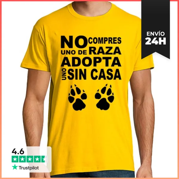 Camiseta Hombre Clásica No Compres Uno De Raza, Adopta Uno Sin C