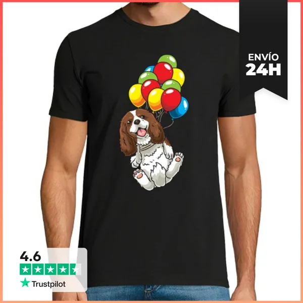 Camiseta Hombre Clásica Perro Cavalier King Charles Spaniel Con