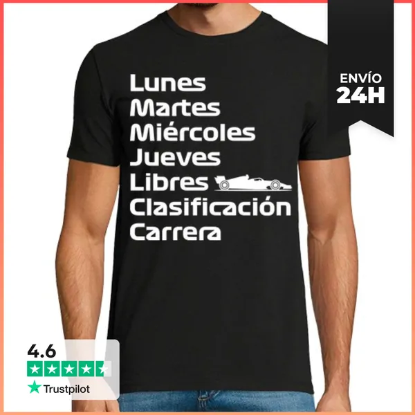 Camiseta Hombre Clásica F1 SEMANA LIBRES CLASIFICACIÓN CARRERA