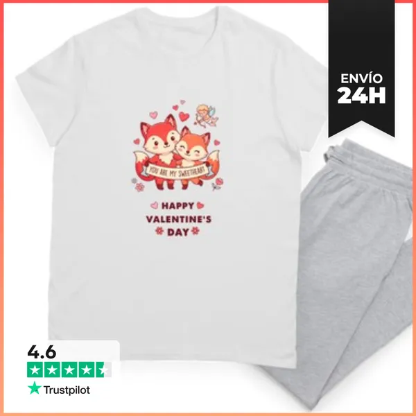 Pijama Feliz Día De San Valentín Zorros Ustedes Son Mi Dulce Amor
