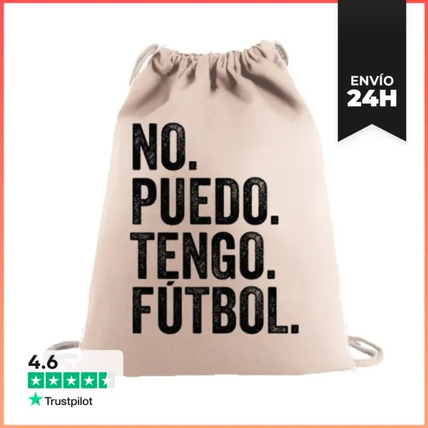 Mochila Saco Con Cuerdas NO PUEDO TENGO FÚTBOL RETRO VINTAGE