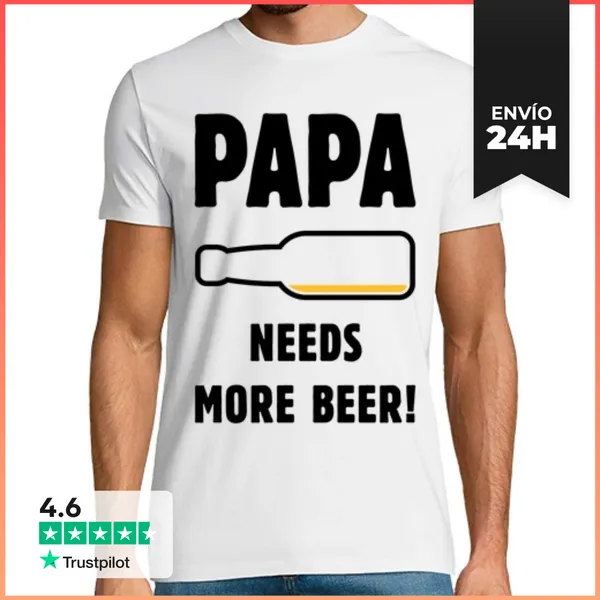 Camiseta Hombre Clásica Papá Necesita Más Cerveza - Padre -