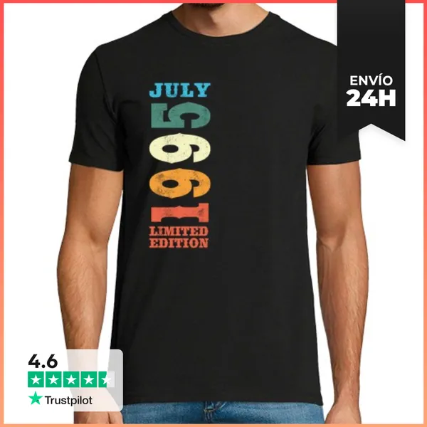 Camiseta Hombre Clásica Julio 1995 Vintage Cumpleaños Regalo