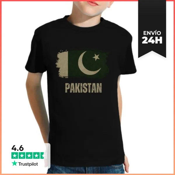 Camiseta Clásica Para Niños Bandera De Pakistán Vintage Grunge