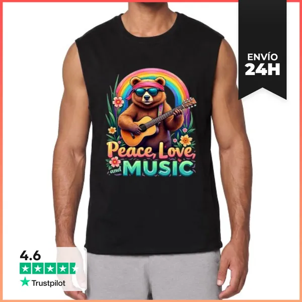 Camiseta Sin Mangas Hippie Flor Paz Alma Amor Felicidad