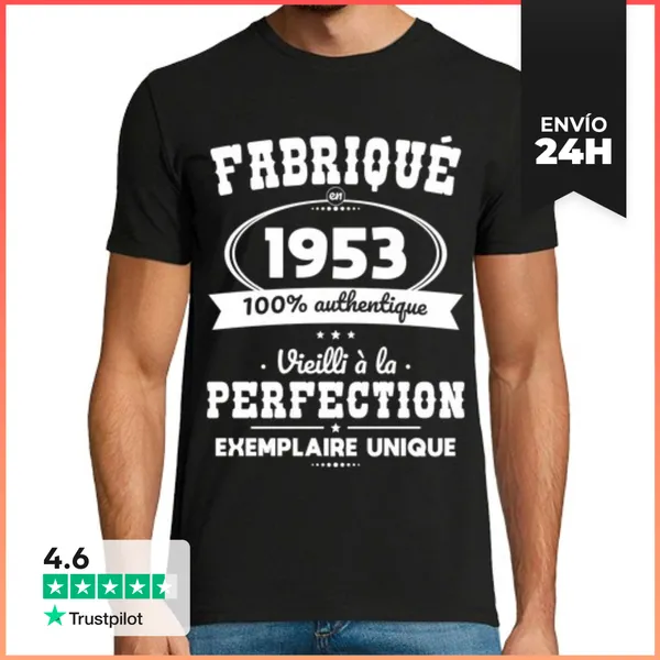 Camiseta Hombre Clásica Aniversario 70 Años - Hecho En 1953