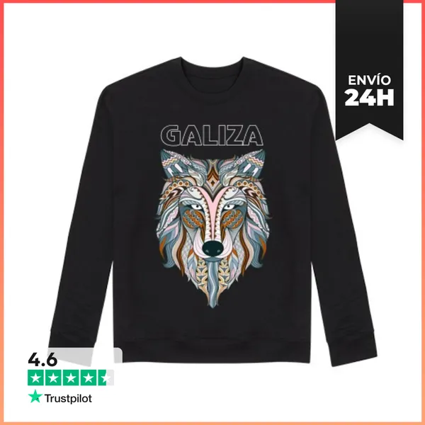 Sudadera Unisex Lobo Tribal, Sudadera Unisex Sin Capucha.