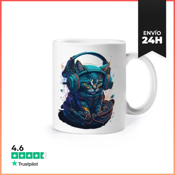 Taza DJ Gato El Rey De Los Tocadiscos LaTostadora