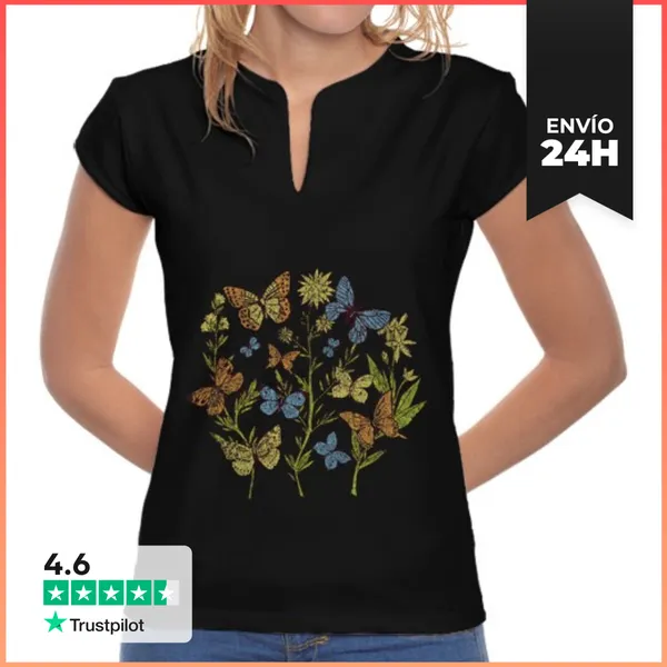 Camiseta Mujer Cuello Mao Aesthetic Grunge De Hadas Fairycore