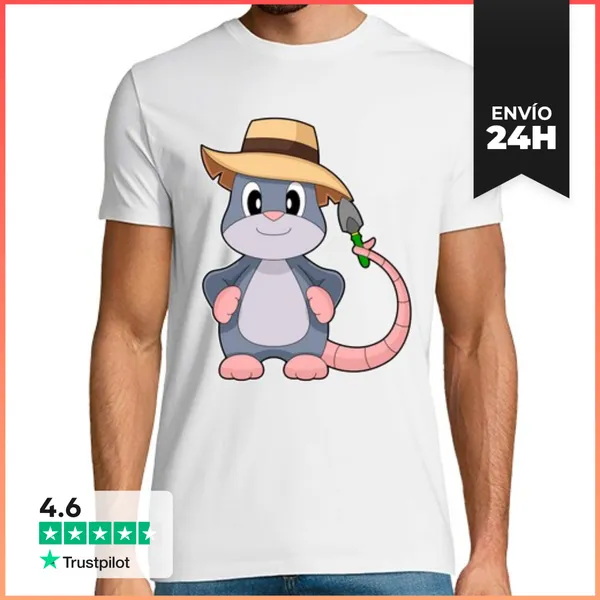 Camiseta Hombre Clásica Paleta De Jardín De Granjero Ratón