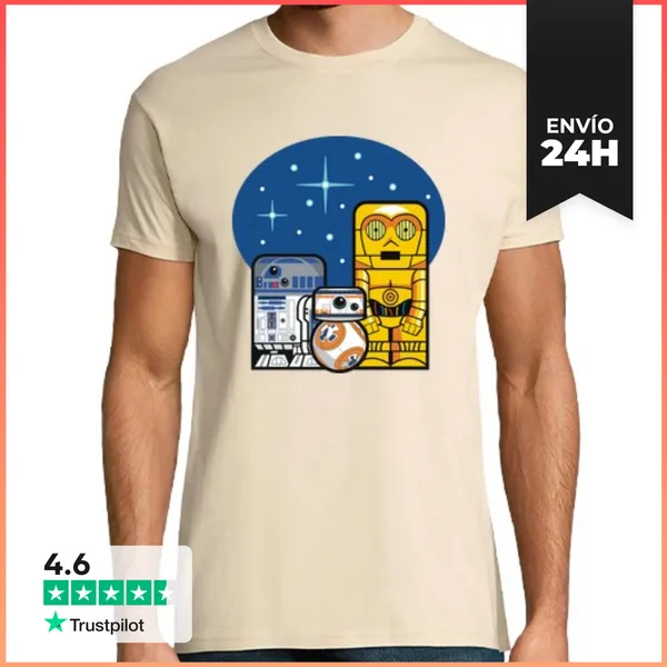 Camiseta Hombre Clásica Droides Star Wars LaTostadora