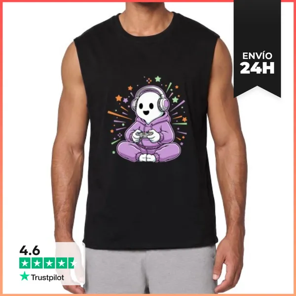 Camiseta Sin Mangas Halloween Gamer Dibujo Animado Aterrado