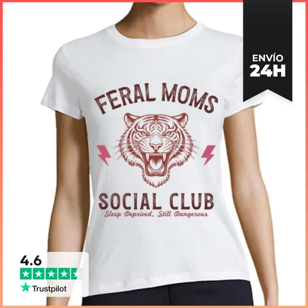 Camiseta Mujer Clásica FERAL MOMS SOCIAL CLUB SLEEP DEPRIVED