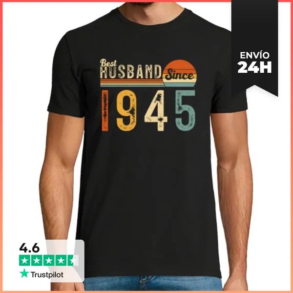 Camiseta Hombre Clásica Mejor Marido Desde 1945 Aniversario De