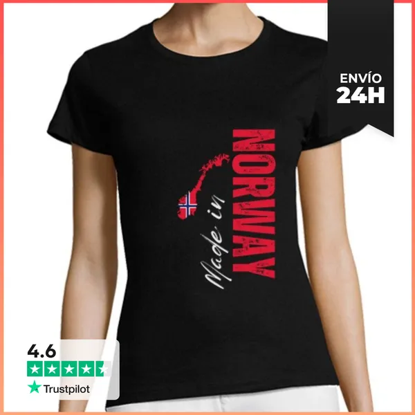 Camiseta Mujer Clásica Hecho En Noruega, Amo Noruega LaTostadora
