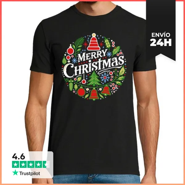 Camiseta Hombre Clásica Merry Christmas 3 LaTostadora