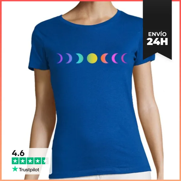 Camiseta Mujer Clásica Lunas Multicolores LaTostadora