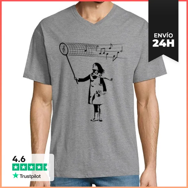 Camiseta Hombre, Cuello Pico The Music Catcher LaTostadora