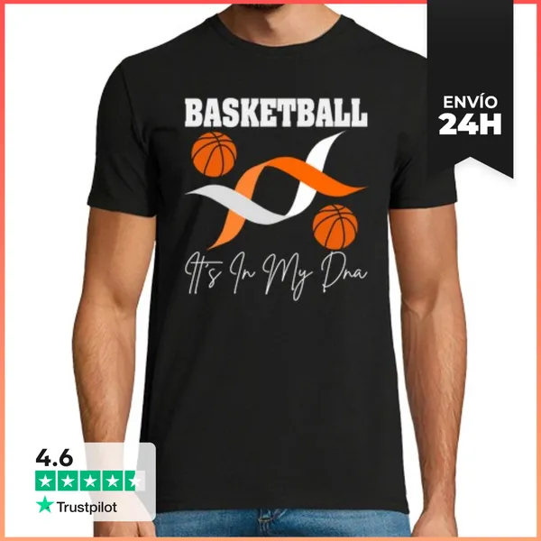 Camiseta Hombre Clásica Baloncesto En Mi Adn Amante Del Balonce