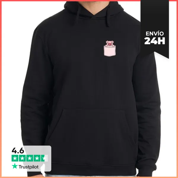 Sudadera Unisex Con Capucha Linda Cerdita De Cerdo En El Bolsillo