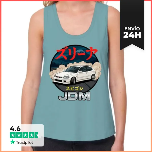 Camiseta Mujer Sin Mangas, Loose Fit JDM CIVIC LaTostadora