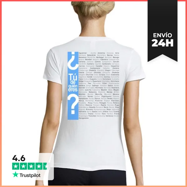 Camiseta Mujer Clásica Mujer, Manga Corta, Blanca, Calidad
