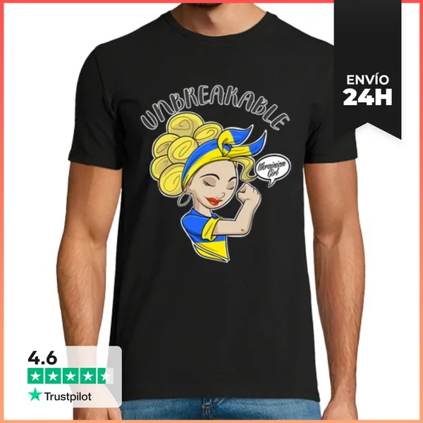 Camiseta Hombre Clásica Chica Ucraniana Irrompible Yo Ucraniano